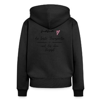 Maman, la meilleure thérapeute et sans ordonnance - Sweat à capuche zippé Premium bio Femme - noir - Dos - Julia (174cm)