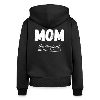 Maman l’original - Sweat à capuche zippé Premium bio Femme - noir - Dos - Julia (174cm)
