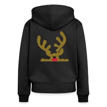 elch - Frauen Premium Bio Zip Hoodie - Schwarz - Hinten - Julia (174cm)