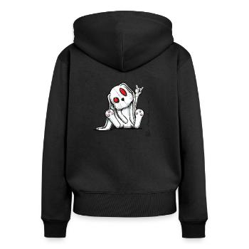 bunny metal - Sweat à capuche zippé Premium bio Femme - noir - Dos - Julia (174cm)