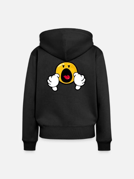 Smiley Anger - Frauen Premium Bio Zip Hoodie - Schwarz