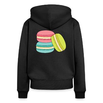 Macarons - Sweat à capuche zippé Premium bio Femme - noir - Dos - Julia (174cm)