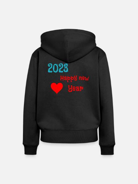 2023 Happy new year - Frauen Premium Bio Zip Hoodie - Schwarz