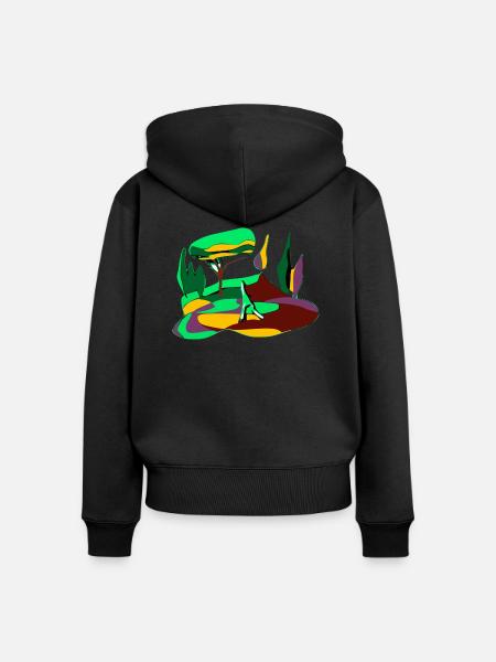 Ländliche Landschaft - Frauen Premium Bio Zip Hoodie - Schwarz
