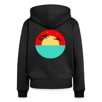 Mer OVNI - Sweat à capuche zippé Premium bio Femme - noir - Dos - Julia (174cm)