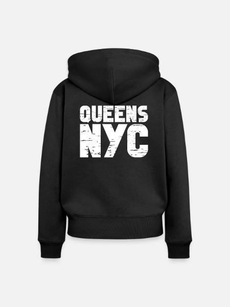 Queens NYC - Frauen Premium Bio Zip Hoodie - Schwarz