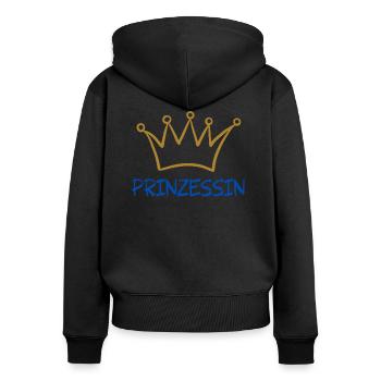PRINZESSIN 1 - Frauen Premium Bio Zip Hoodie - Schwarz - Hinten - Julia (174cm)