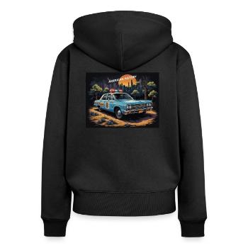 Polizeiauto - Frauen Premium Bio Zip Hoodie - Schwarz - Hinten - Julia (174cm)