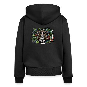 Tarsier - Frauen Premium Bio Zip Hoodie - Schwarz - Hinten - Julia (174cm)