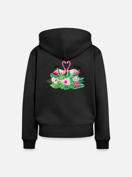 Der Flanschflamingo tropisch - Frauen Premium Bio Zip Hoodie - Schwarz