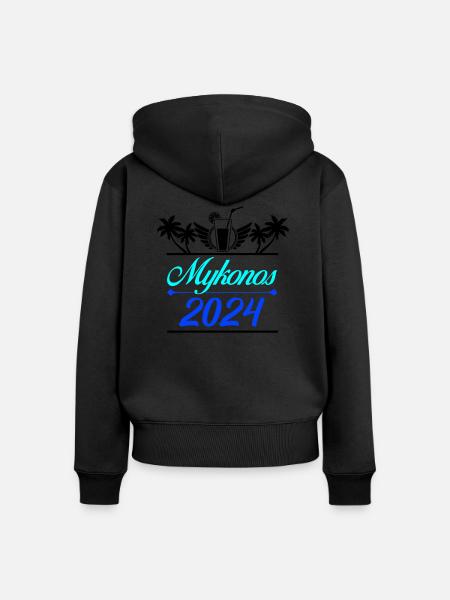 mykonos 2024 - Frauen Premium Bio Zip Hoodie - Schwarz