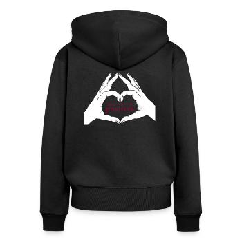 Hands form a heart. Think/Do/Be positive - Women's Premium Organic Zip Hoodie - black - Back - Julia (174cm)