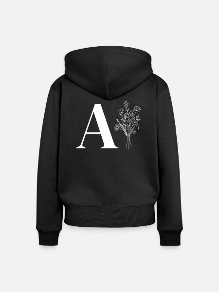 Minimalistische Blumentasche - Frauen Premium Bio Zip Hoodie - Schwarz