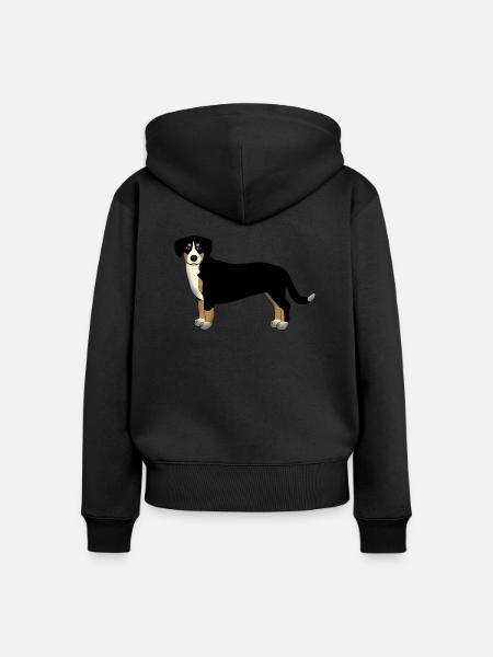 Entlebucher vorn - Frauen Premium Bio Zip Hoodie - Schwarz
