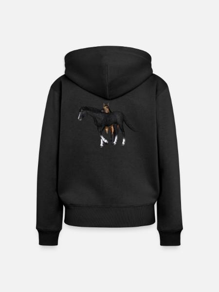 Pferd - Frauen Premium Bio Zip Hoodie - Schwarz