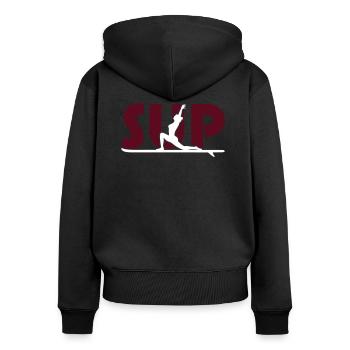 SUP YOGA - Sweat à capuche zippé Premium bio Femme - noir - Dos - Julia (174cm)