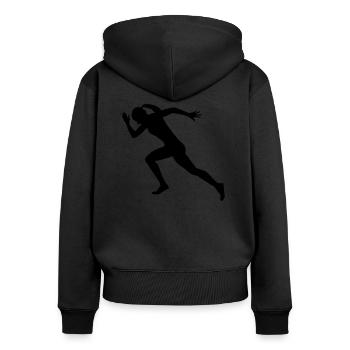 Sprinterin, Läuferin, Laufen - Frauen Premium Bio Zip Hoodie - Schwarz - Hinten - Julia (174cm)