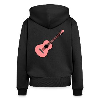 Gitarre Akustik Musik - Frauen Premium Bio Zip Hoodie - Schwarz - Hinten - Julia (174cm)