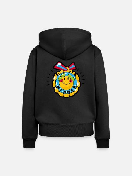 Smiley Winning Medal - Frauen Premium Bio Zip Hoodie - Schwarz