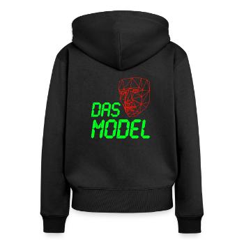 Das Model - LCD 3D Neon - Frauen Premium Bio Zip Hoodie - Schwarz - Hinten - Julia (174cm)