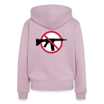 Gun Ban Ban Shield (No Weapons Peace) 3C - Women's Premium Organic Zip Hoodie - dusky pink - Back - Julia (174cm)