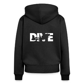 Plongée Dive Design - Édition Blanche - Sweat à capuche zippé Premium bio Femme - noir - Dos - Julia (174cm)
