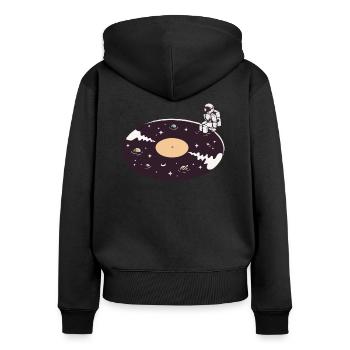 galaxie astronaute - Sweat à capuche zippé Premium bio Femme - noir - Dos - Julia (174cm)