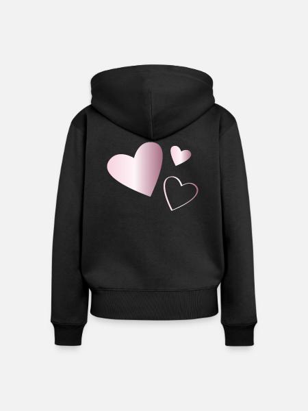 Zwei Herzen Turmalin rosa - Frauen Premium Bio Zip Hoodie - Schwarz