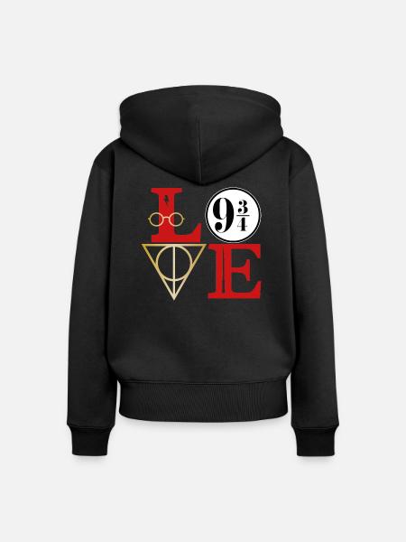 Love 9 3/4 - Frauen Premium Bio Zip Hoodie - Schwarz