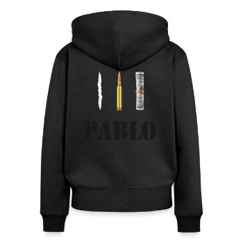 Pablo Escobar Kokain - Frauen Premium Bio Zip Hoodie - Schwarz - Hinten - Julia (174cm)