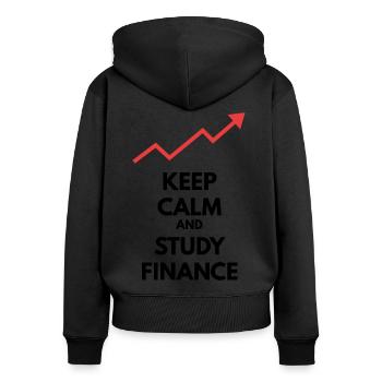 Geld und Finanzen - Frauen Premium Bio Zip Hoodie - Schwarz - Hinten - Julia (174cm)