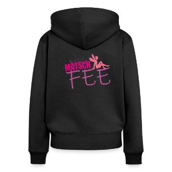 Matsch Lauf Fee Teamshirt - Frauen Premium Bio Zip Hoodie - Schwarz - Hinten - Julia (174cm)
