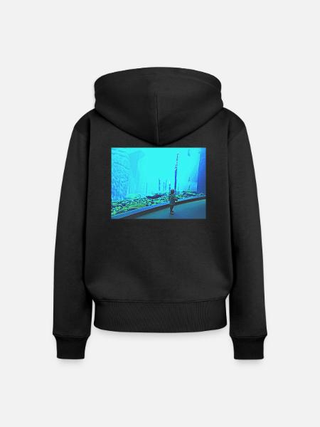 Turquoise - Frauen Premium Bio Zip Hoodie - Schwarz