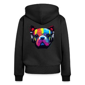Musique Dog Artwork Design - Sweat à capuche zippé Premium bio Femme - noir - Dos - Julia (174cm)