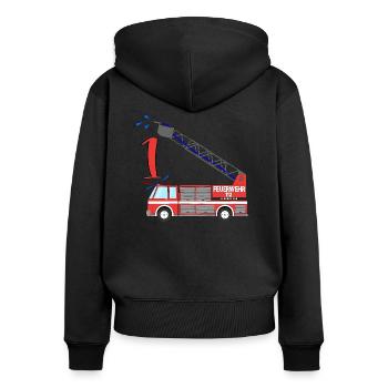 Feuerwehrauto 1. Geburtstag - Frauen Premium Bio Zip Hoodie - Schwarz - Hinten - Julia (174cm)