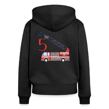 Fire engine 5th birthday - Women's Premium Organic Zip Hoodie - black - Back - Julia (174cm)