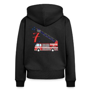 Feuerwehrauto 7.Geburtstag - Frauen Premium Bio Zip Hoodie - Schwarz - Hinten - Julia (174cm)