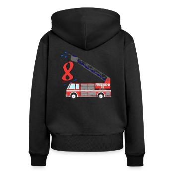 Feuerwehrauto 8. Geburtstag - Frauen Premium Bio Zip Hoodie - Schwarz - Hinten - Julia (174cm)