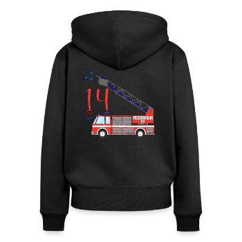 Fire engine 14th birthday - Women's Premium Organic Zip Hoodie - black - Back - Julia (174cm)