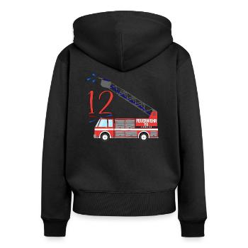 Fire engine 12th birthday - Women's Premium Organic Zip Hoodie - black - Back - Julia (174cm)