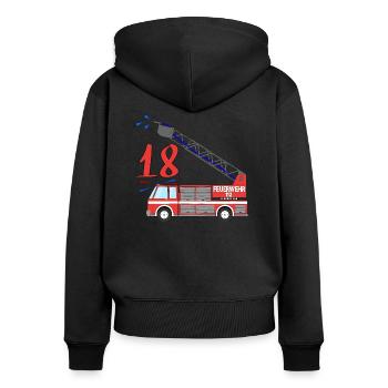 Feuerwehrauto 18. Geburtstag - Frauen Premium Bio Zip Hoodie - Schwarz - Hinten - Julia (174cm)