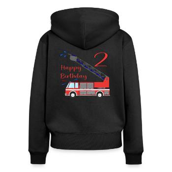 Fire engine Happy Birthday 2 - Women's Premium Organic Zip Hoodie - black - Back - Julia (174cm)