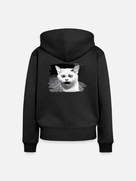 Cracy cat 7 - Frauen Premium Bio Zip Hoodie - Schwarz