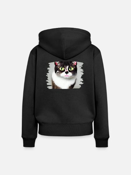 Cracy cat 3 - Frauen Premium Bio Zip Hoodie - Schwarz