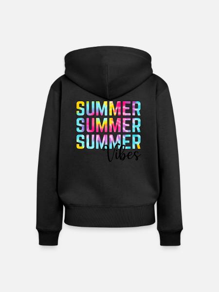 Summer - Frauen Premium Bio Zip Hoodie - Schwarz