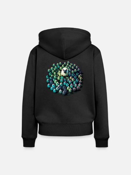 Die Schafherde - Frauen Premium Bio Zip Hoodie - Schwarz