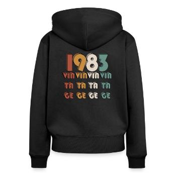 Jahrgang 1983 - Frauen Premium Bio Zip Hoodie - Schwarz - Hinten - Julia (174cm)