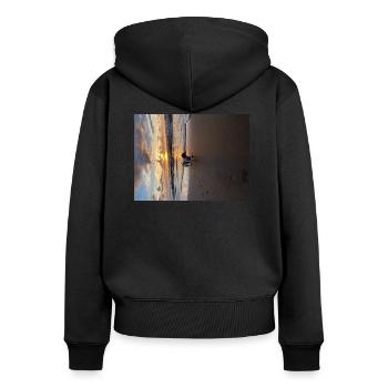 Molly the Dackel - Frauen Premium Bio Zip Hoodie - Schwarz - Hinten - Julia (174cm)