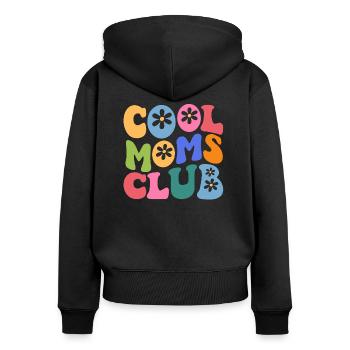 Cool Moms Club with Daisy Flower - Frauen Premium Bio Zip Hoodie - Schwarz - Hinten - Julia (174cm)