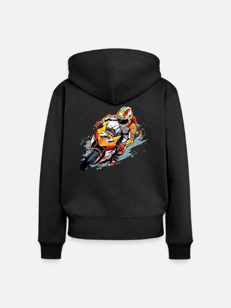 Rennmotorrad Nr. 77 - Frauen Premium Bio Zip Hoodie - Schwarz